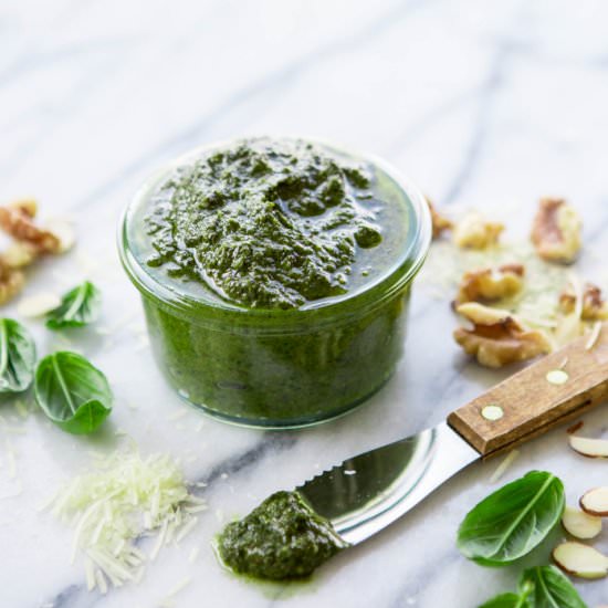 Basil Pesto with Almonds and Pecans