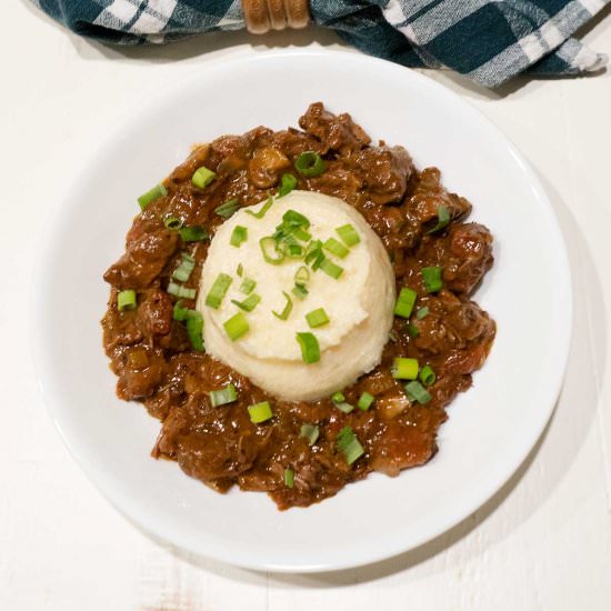 Beef Grillades Smoked Gouda Grits