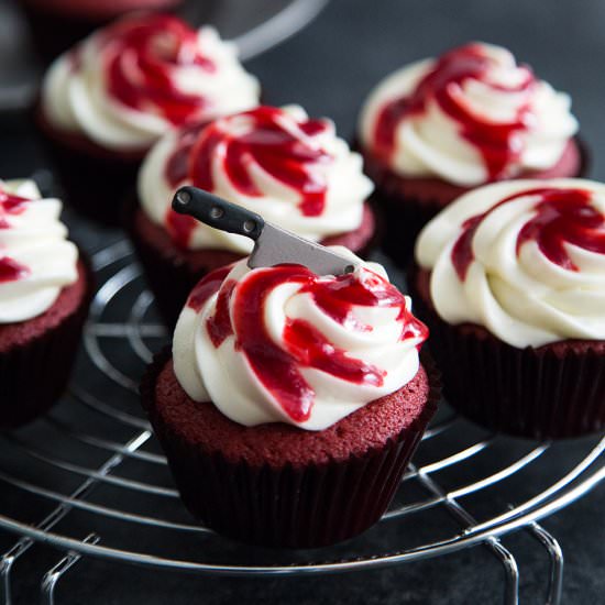Bloody Red Velvet Cupcakes