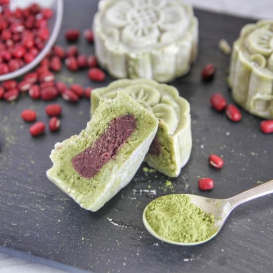 Matcha Red Bean Mooncakes