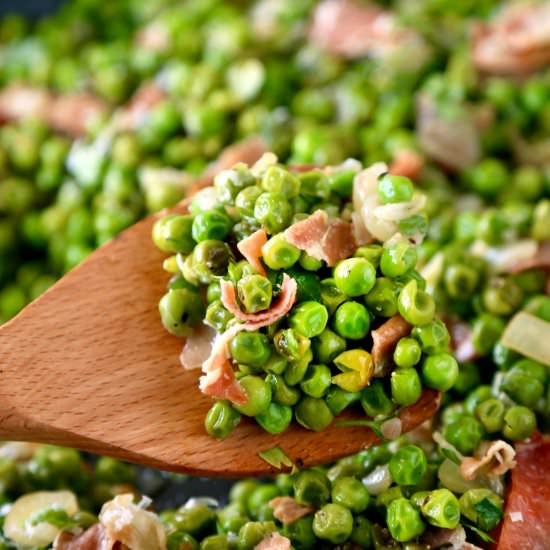 Sautéed Peas with Prosciutto