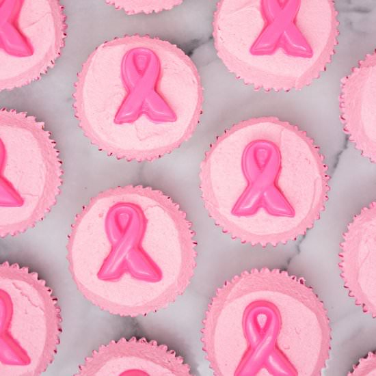 Pink Ribbon Pink Velvet Cupcakes