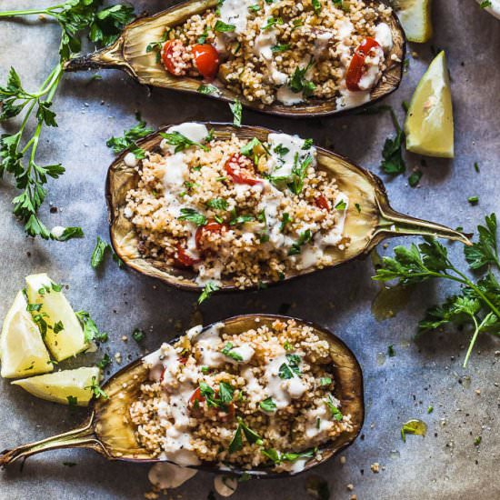 Couscous Stuffed Eggplant