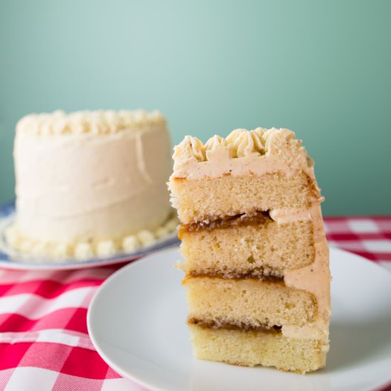 Peaches and Brown Buttercream Cake