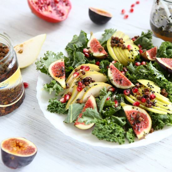 Kale, Fig and Pear Salad with Perga