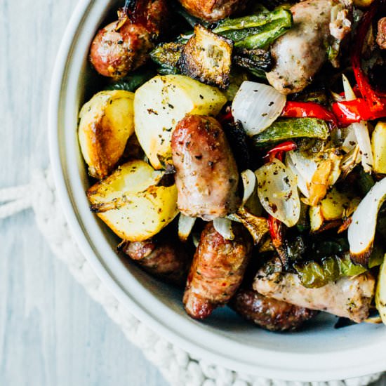 Sheet Pan Sausage and Peppers