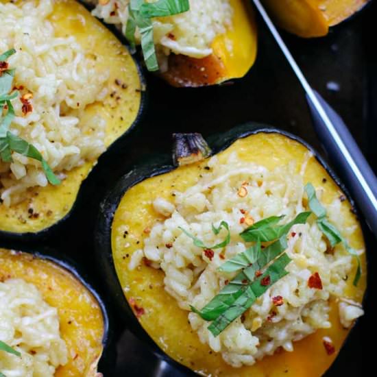 Parmesan Risotto Stuffed Acorn Squash