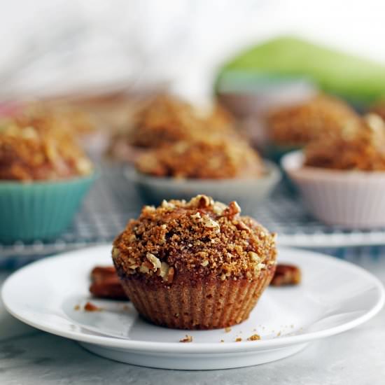 Cinnamon Pecan Applesauce Muffins
