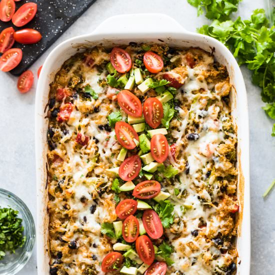 Broccoli Quinoa Enchilada Casserole