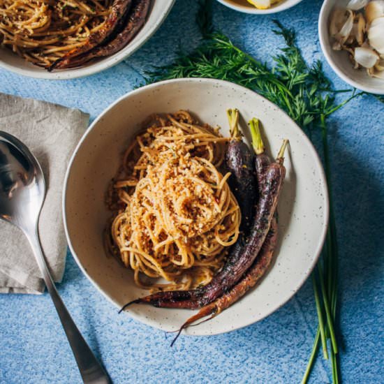 Roasted Heirloom Carrots + Pasta