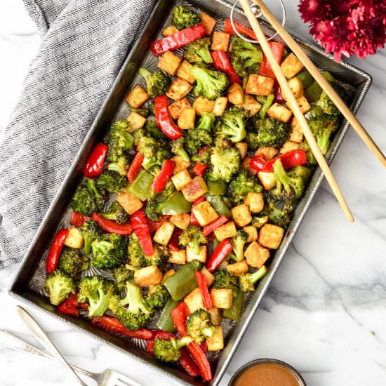 Sheet Pan Stir Fry w/Peanut Sauce