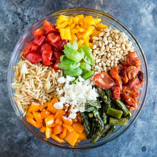 Orzo Pasta Salad Roasted Vegetables
