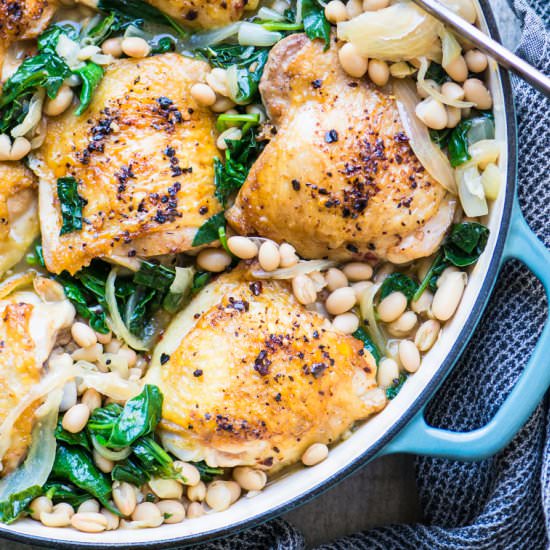 Chicken with White Beans and Greens