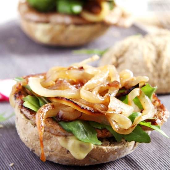 Pork Chop Burgers with Mustard