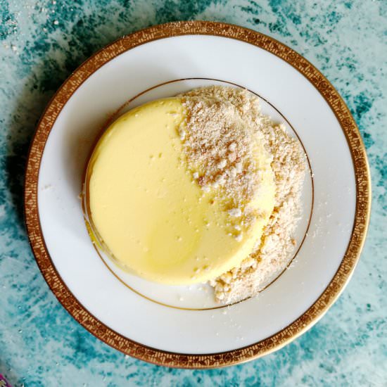 Saffron Panna Cotta and Almond Crumb