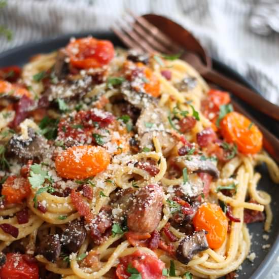 Mushroom Spaghetti Carbonara