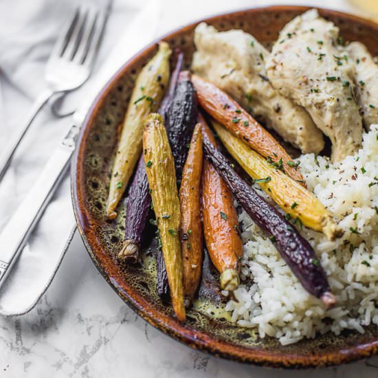 roasted multi colored carrots