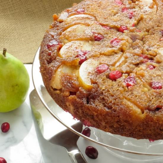 Pear Cranberry Upside Down Cake