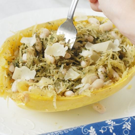 Pesto Parmesan Spaghetti Squash