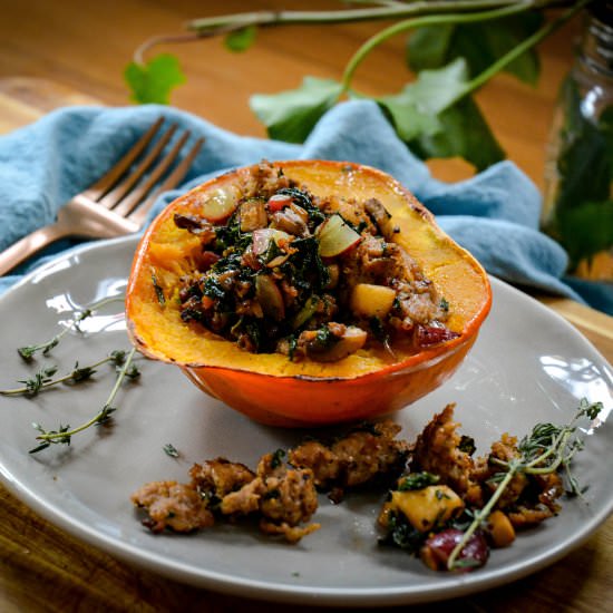 Sausage, Apple Stuffed Acorn Squash