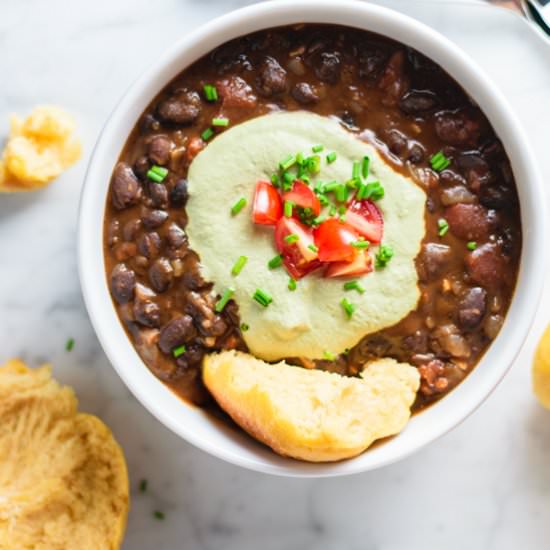 Black Bean Soup with Pepita Cream
