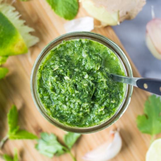 5 Ingredient Mint Cilantro Chutney