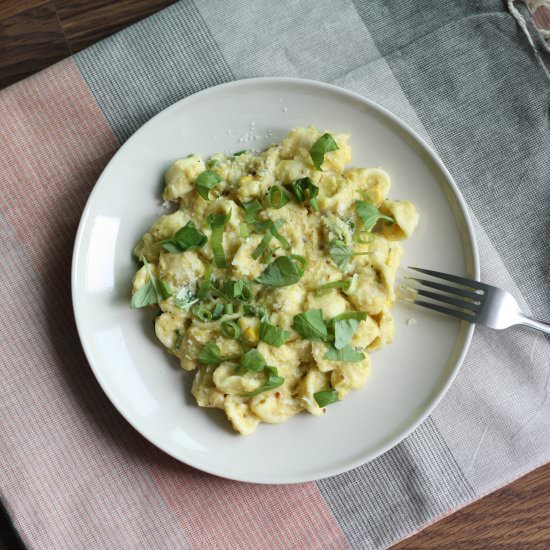 Creamy Corn Pasta with Basil