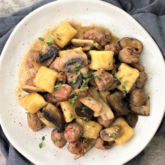 Mushroom Gnocchi with Meatballs