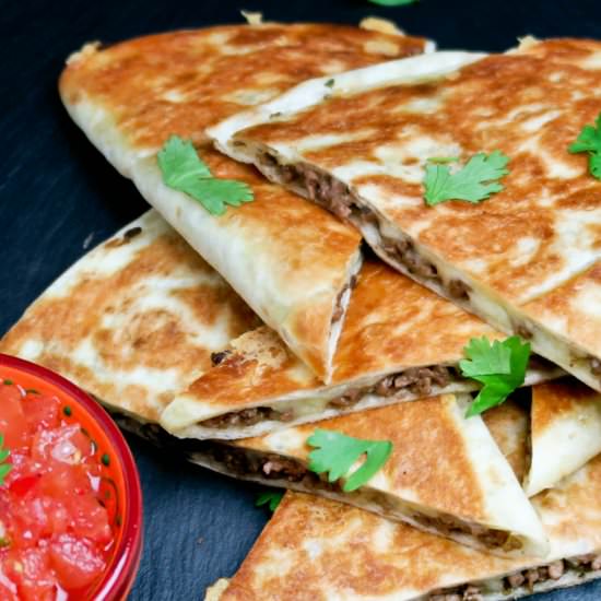 Beef quesadillas with salsa