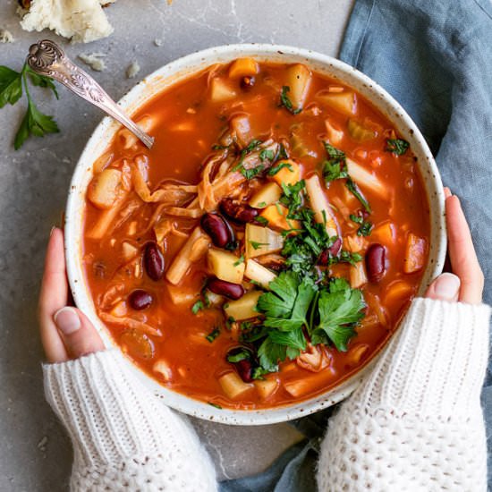 One pot vegan minestrone soup