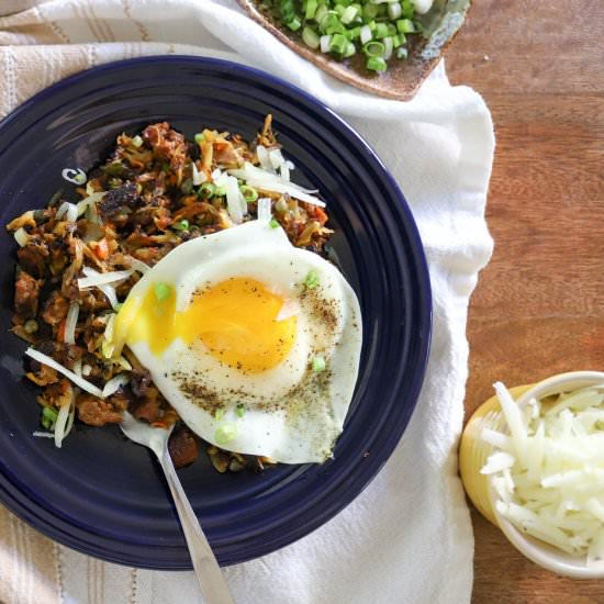 Veggie Hash with Chorizo and Capers