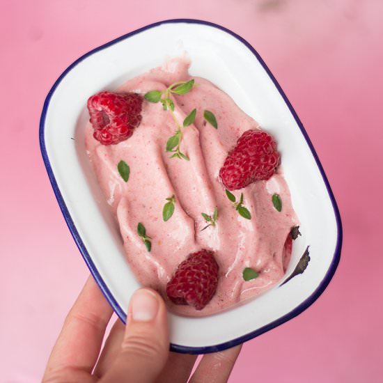 Vegan Banana Raspberries Ice Cream