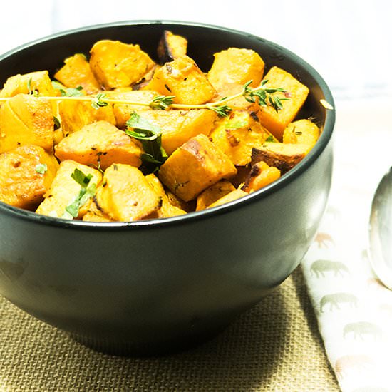 Garlic Herb Roasted Sweet Potatoes