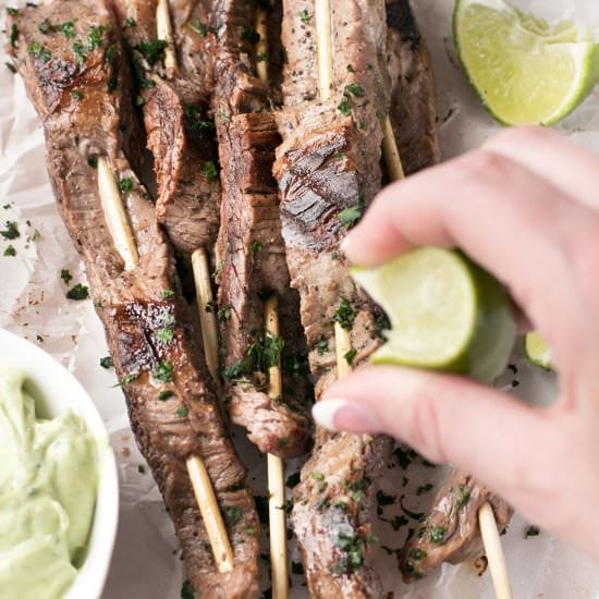 Cilantro Lime Grilled Beef Skewers