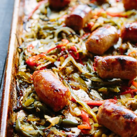 Sheet Pan Sausage and Peppers