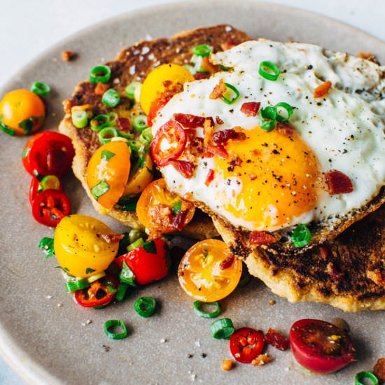 Savory Pancakes with Fried Eggs