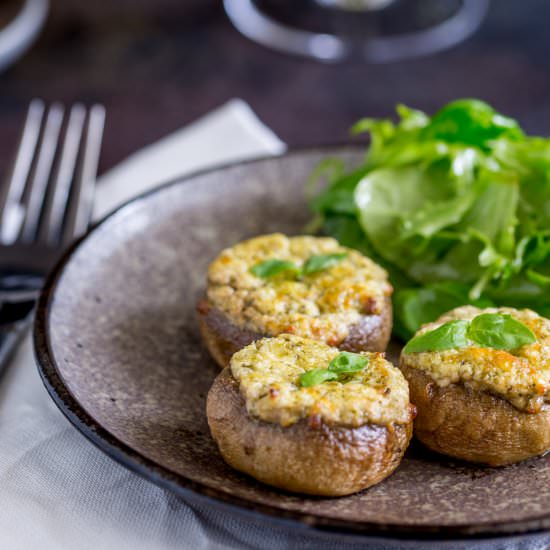 Basil & Cheese Stuffed Mushrooms