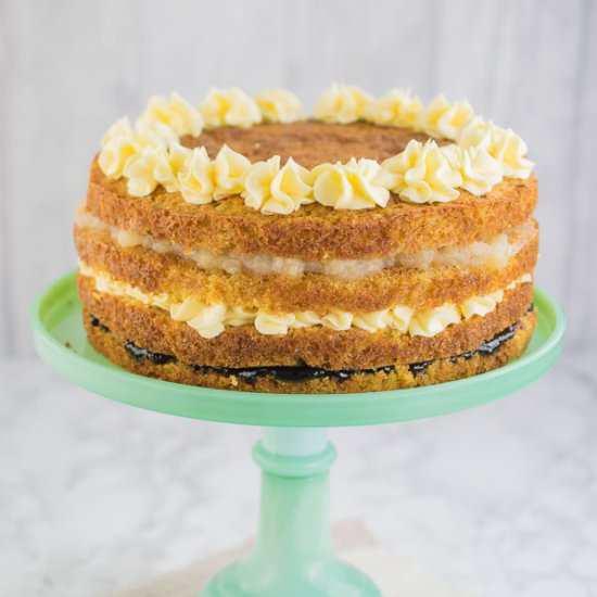 Apple, Jam & Custard Cake