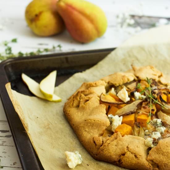 Squash, Pear + Gorgonzola Galette