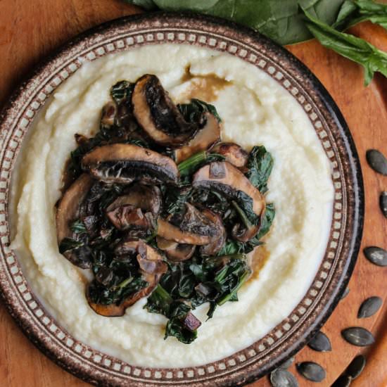 Cauliflower Purée & Miso Mushrooms