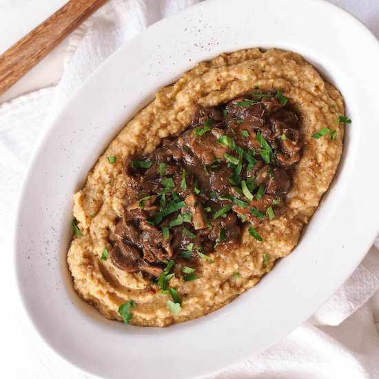 Chickpea Puree w/ Creamy Mushrooms