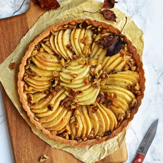 French Pear Walnut Tart