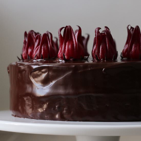 chocolate hibiscus cake