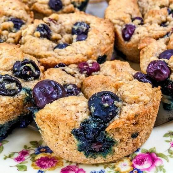 Healthy Blueberry Oatmeal Muffins