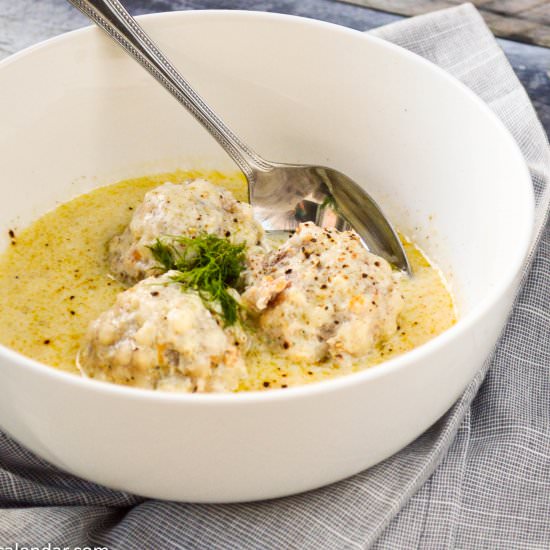 Greek yuvarlakia avgolemono soup