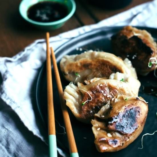 Fig, gorgonzola mushroom dumplings