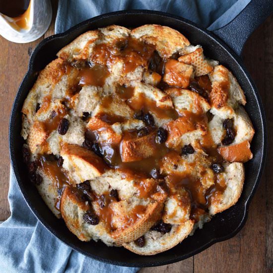 Caramel Raisin Bread Pudding