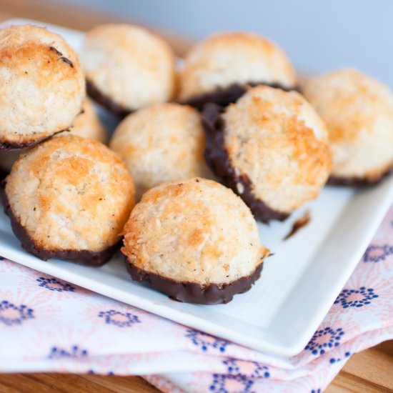Low Carb Chocolate Dipped Macaroons