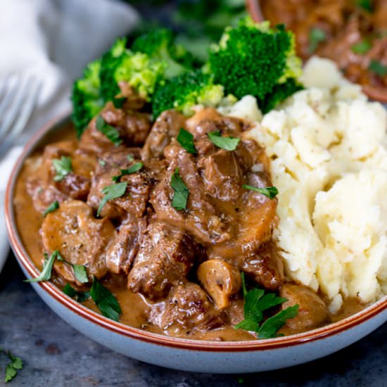 Slow Cooked Steak Diane Casserole