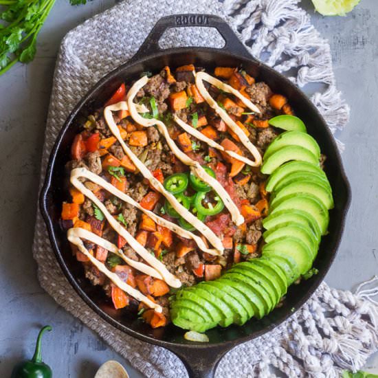 Loaded Taco Sweet Potato Skillet